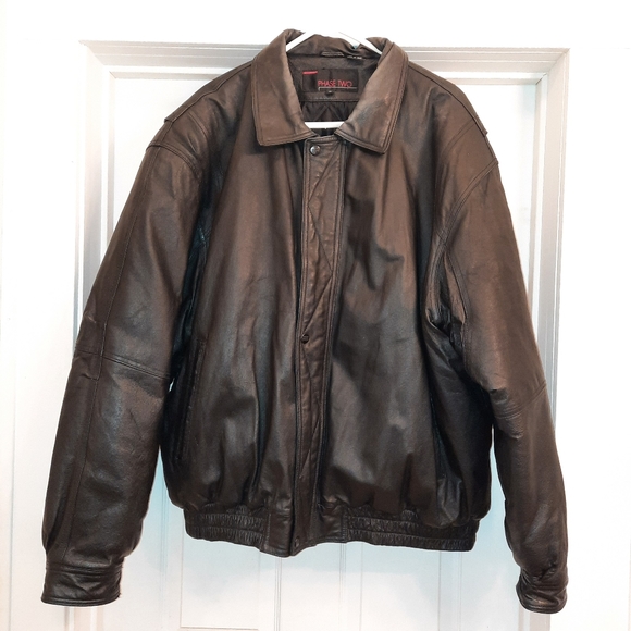 Phase 2 Other - PHASE 2 A-2 Leather Bomber Jacket Flight AVIATOR Mens Pilot Jacket 3xl Black